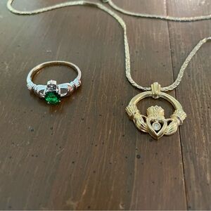 Claddagh Ring and Necklace Set